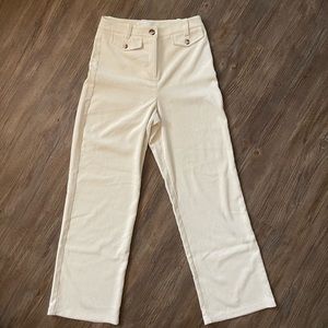 TOPSHOP OFF WHITE/CREAM HIGH WAISTED CORDUROY PANTS  US 4 NEVER WORN